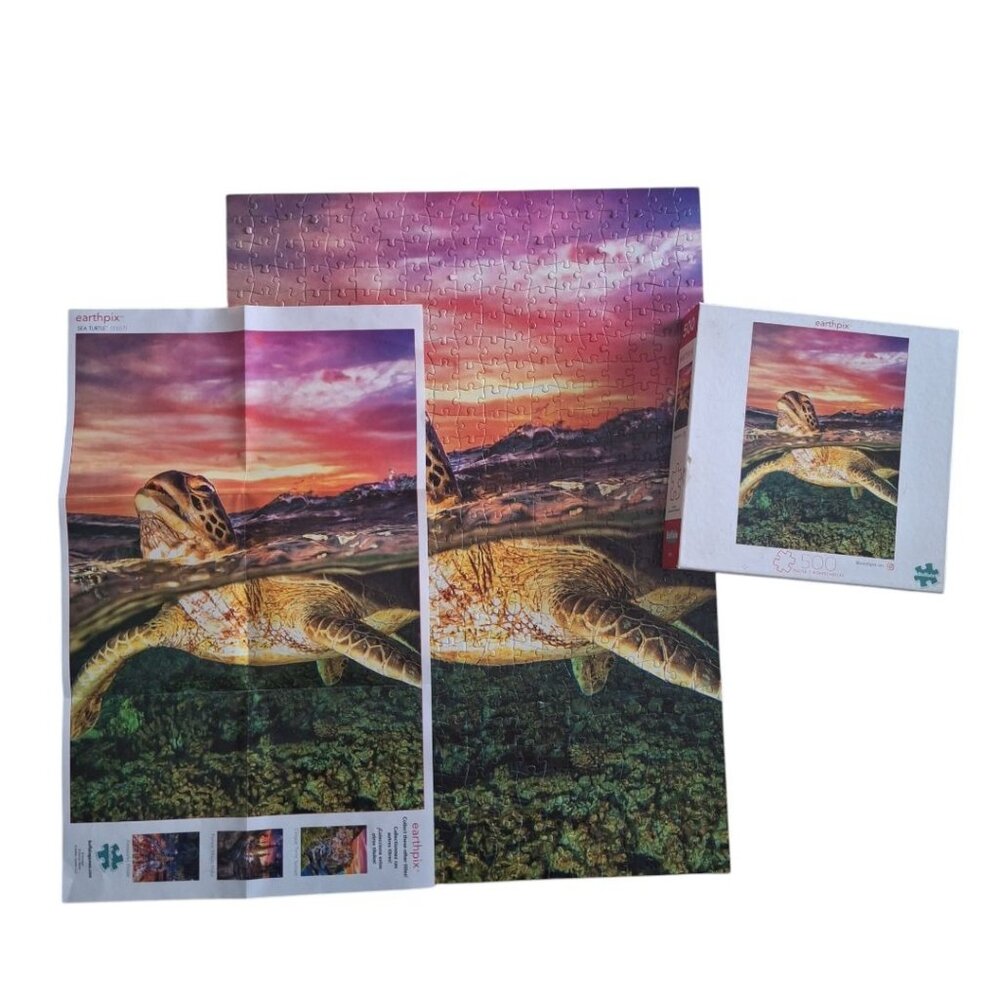 500‎ Piece Sea Turtle Sunset Under Water Locking Pink Sky Reef Swim